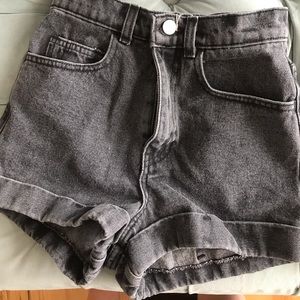 Dark Grey High Waisted Denim Shorts